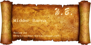 Widder Barna névjegykártya